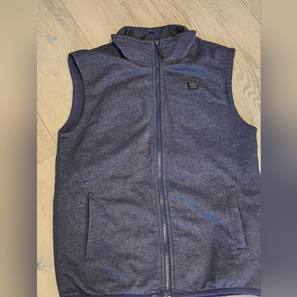 Ororo Men's Small Heated Fleece Vest  Blue Rechargeable Battery Included Fullzip